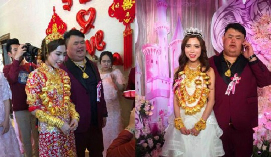 Kết hôn với thiếu gia xấu trai, cô dâu xinh đẹp đeo vàng trĩu cổ trong ngày cưới