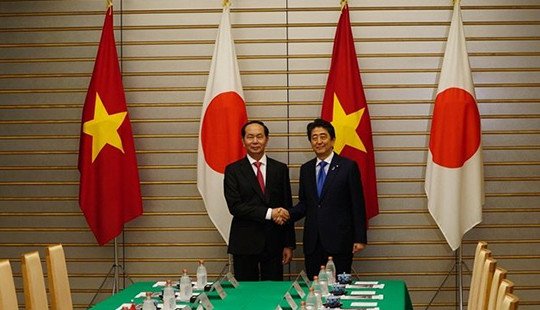 Chủ tịch nước Trần Đại Quang hội đàm với Thủ tướng Nhật Bản Shinzo Abe