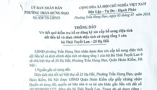Phường Trần Hưng Đạo, Hoàn Kiếm, Hà Nội: Một thông báo khó hiểu