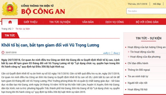 Vụ gian lận điểm thi tại Hà Giang: Khởi tố bị can, bắt tạm giam đối với Vũ Trọng Lương
