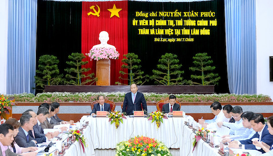 Thủ tướng Nguyễn Xuân Phúc làm việc với lãnh đạo tỉnh Lâm Đồng