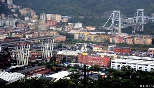 Sập cầu kinh hoàng ở Italy, ít nhất 35 người chết