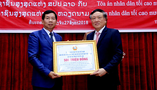 Thư cảm ơn TANDTC ủng hộ 500 triệu đồng giúp Lào khắc phục sự cố vỡ đập thủy điện