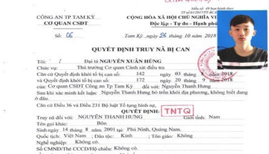 Truy nã đối tượng 17 tuổi bị khởi tố 2 tội danh