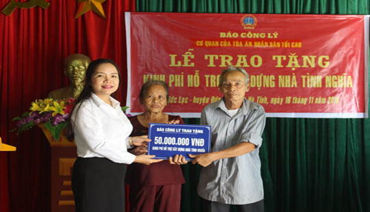 Báo Công lý hỗ trợ kinh phí xây nhà tình nghĩa cho gia đình chính sách tại Hà Tĩnh