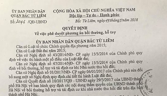 Quận Bắc Từ Liêm, Hà Nội: Giải tỏa nhà dân nhưng đền bù không thỏa đáng