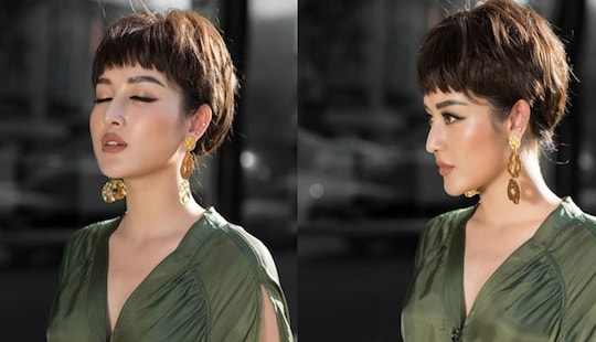 Chán style “bánh bèo”, Huyền My lạ lẫm với tóc tém cá tính