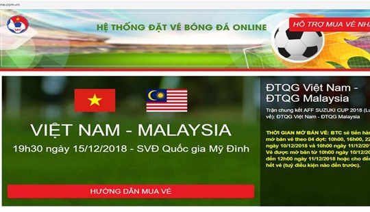 Cảnh báo về website giả, bán vé chung kết AFF Cup 2018