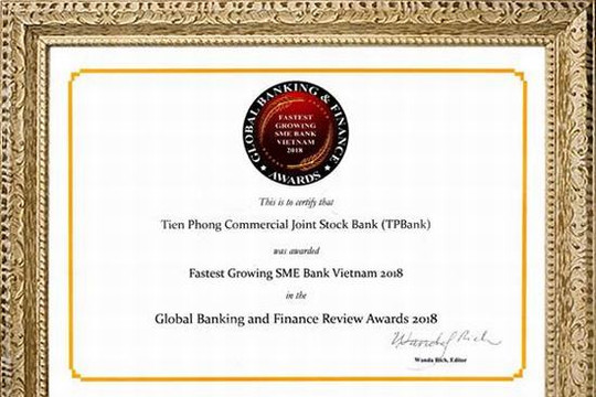 TPBank nhận giải thưởng Ngân hàng SME phát triển nhanh nhất tại Việt Nam