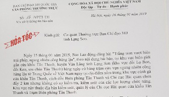 Yêu cầu kiểm tra và xử lý thông tin buôn lậu ở Lạng Sơn