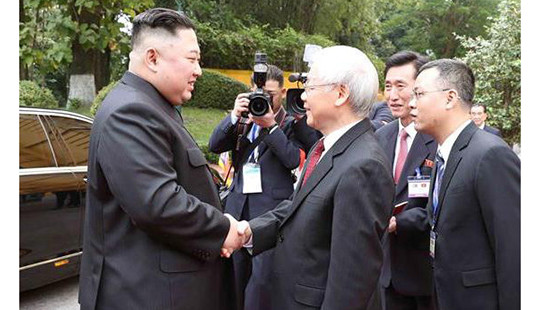 Tổng Bí thư, Chủ tịch nước Nguyễn Phú Trọng đón và hội đàm với Chủ tịch Triều Tiên Kim Jong-un