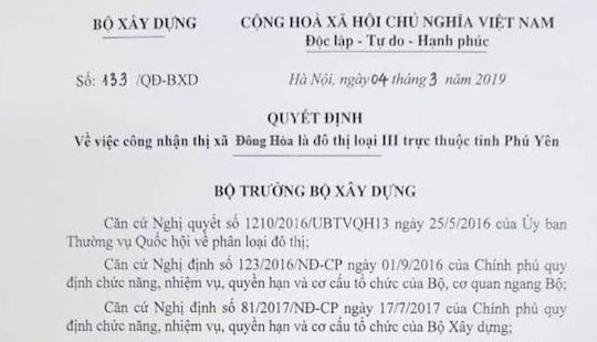 Phú Yên: Đề nghị truy tìm đối tượng làm giả quyết định của Bộ trưởng Bộ Xây dựng