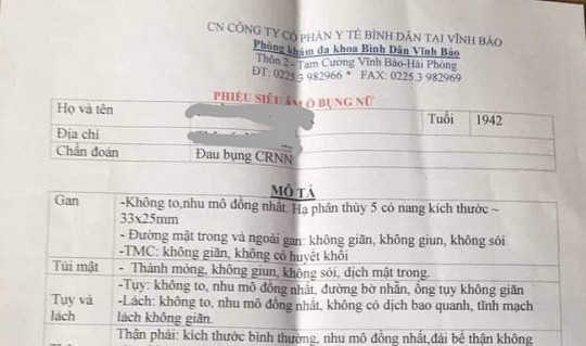 Hải Phòng: Phòng khám Đa khoa Bình Dân trả kết quả siêu âm theo thói quen?
