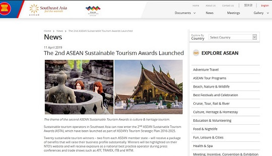 Chính thức khởi tranh Giải thưởng Du lịch bền vững ASEAN lần thứ 2