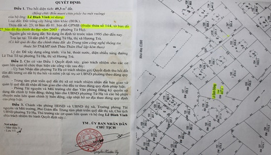 Thừa Thiên-Huế: Đất cha ông để lại nhưng không được cấp sổ đỏ