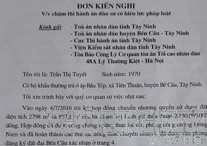 Huyện Bến Cầu (Tây Ninh): Quyết định thi hành án “vô hiệu”?