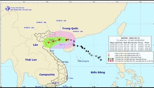 Bão số 3 gây mưa to đến rất to ở Bắc Bộ và Bắc Trung Bộ