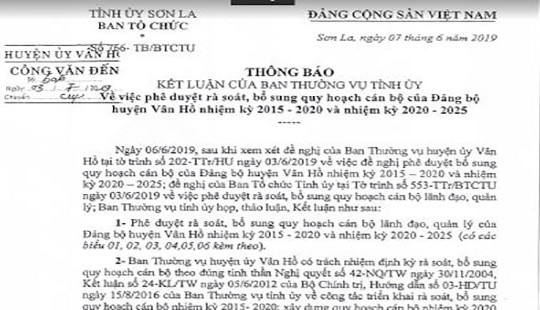 Vân Hồ, Sơn La: Cần làm rõ một số vấn đề về công tác tổ chức cán bộ