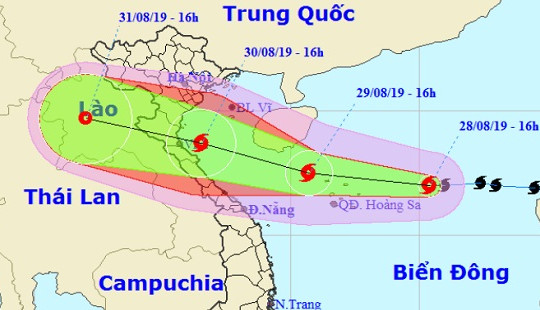 Bão số 4 giật cấp 12, hướng vào các tỉnh từ Thanh Hóa đến Quảng Bình