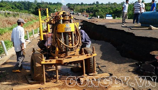 Đường 250 tỉ mới làm đã sụt lún: Phó Trưởng đoàn ĐBQH tỉnh Gia Lai thị sát