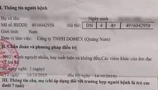 Nam thanh niên được bệnh viện chẩn đoán “kinh nguyệt nhiều”