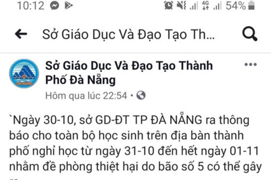 Làm giả văn bản cho học sinh toàn thành phố nghỉ học do bão số 5