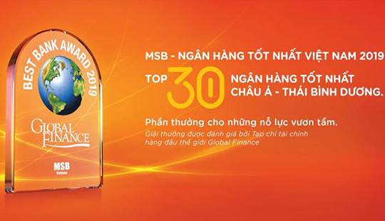 MSB lọt top 30 ngân hàng tốt nhất khu vực châu Á Thái Bình Dương năm 2019