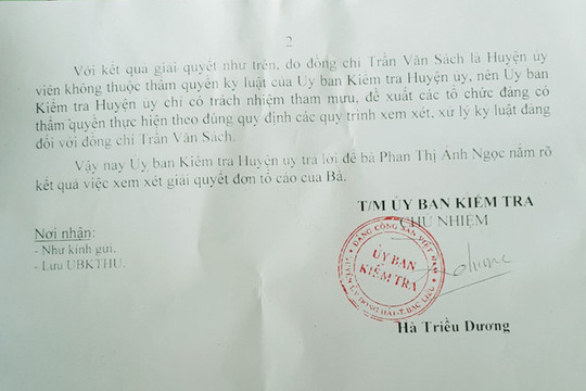 Kỷ luật Bí thư thị trấn vì quan hệ trên mức tình cảm với một phụ nữ
