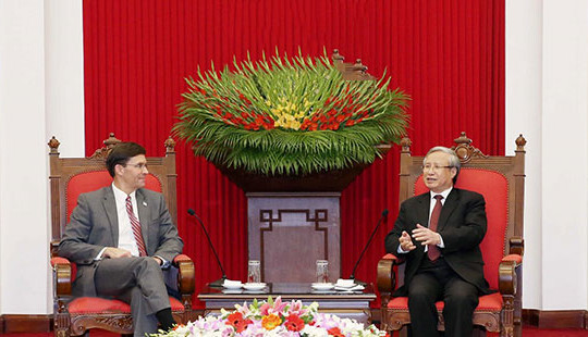 Thường trực Ban Bí thư tiếp Bộ trưởng Quốc phòng Hoa Kỳ Mark Esper