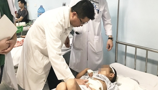 Bé trai 6 tuổi vỡ gan vì ngã cây
