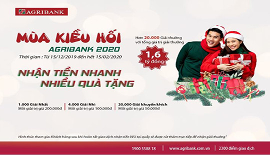 Dịch vụ nhận tiền Kiều hối qua Agribank - Nhận tiền nhanh nhiều quà tặng