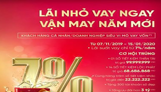 Lãi suất vay vốn chỉ từ 7%/năm cùng cơ hội trúng thưởng hàng trăm triệu đồng