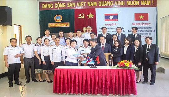 Hội nghị hợp tác giữa TAND tỉnh Gia Lai và TAND tỉnh Chăm Pa Sắc, Lào