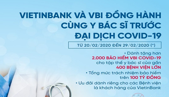 VietinBank và VBI đồng hành cùng các y, bác sỹ trước đại dịch COVID-19