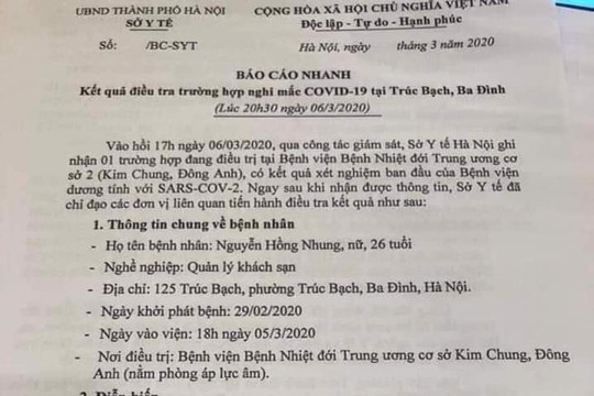 Bệnh nhân nhiễm Covid-19 thứ 17 của Việt Nam là nữ quản lý khách sạn tại Hà Nội