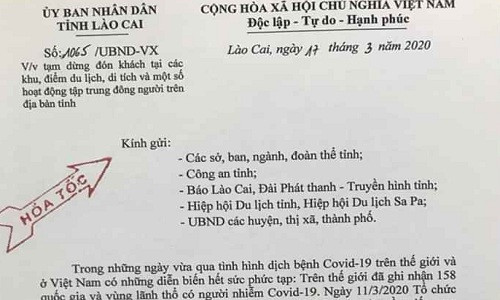 Lào Cai: Tạm dừng đón khách tại các khu, điểm du lịch, di tích