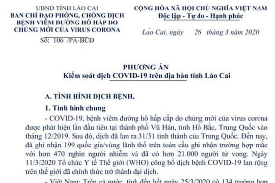 Lào Cai: Thành lập 9 chốt kiểm soát dịch bệnh Covid-19