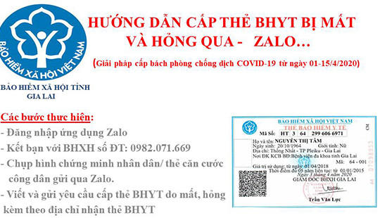 BHXH tỉnh Gia Lai cấp thẻ BHYT qua Zalo trong thời gian cách ly xã hội