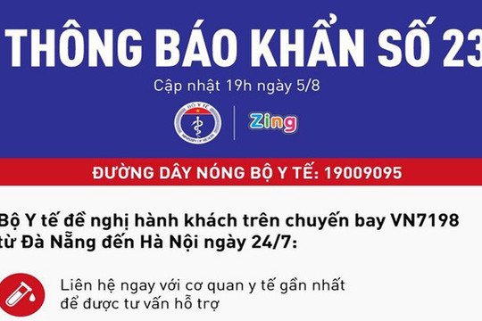 Thông báo khẩn tìm hành khách chuyến bay từ Đà Nẵng đến Hà Nội