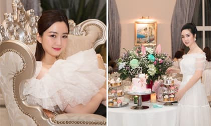 Hoa hậu Giáng My tự tay vào bếp nấu ăn, cắm hoa để tổ chức sinh nhật cho con gái