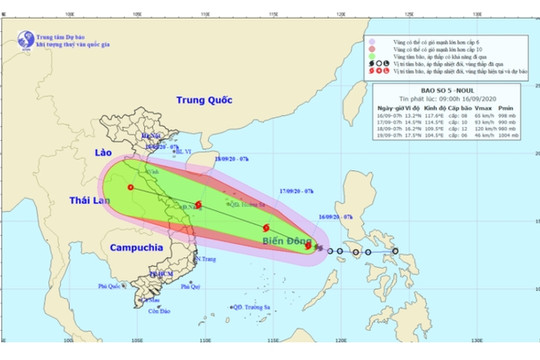 Bão số 5 giật cấp 10, cách quần đảo Hoàng Sa 750 km