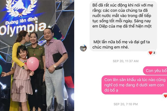 Xúc động trước lời nhắn của bố dành cho MC Diệp Chi sau khi mẹ qua đời