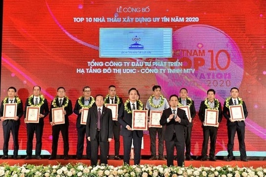 UDIC nhận giải thưởng Top 10 nhà thầu uy tín 2020