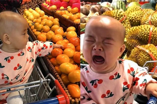 Bé đi siêu thị ngẫu hứng nghịch hoa quả, mẹ cho con bài học 'khó quên'