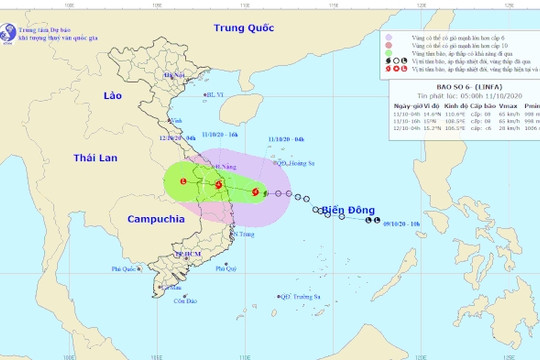 Áp thấp nhiệt đới mạnh lên thành bão số 6, dự báo vào đất liền chiều 11/10
