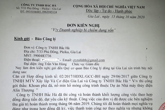 Công ty TNHH MTV Xây lắp và Cơ điện Gia Lai bị “tố” chây ỳ việc trả tiền
