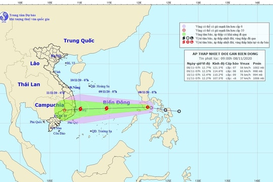 Ứng phó khẩn cấp với áp thấp nhiệt đới có thể mạnh lên thành bão
