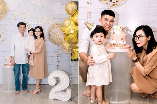 Em gái Quang Vinh tổ chức sinh nhật hai tuổi cho con gái, ông ngoại của bé cũng xuất hiện