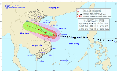 Bão số 13: Từ phía Nam Nghệ An đến Quảng Nam có mưa to đến rất to