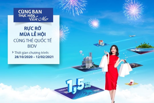 Tặng tiền lên tới 1,5 triệu đồng khi phát hành thẻ quốc tế BIDV